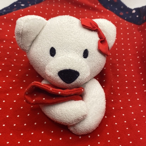 Gymboree White Bear Lovey Security Blanket Red Blue Polka Dot Floral - Picture 7 of 8